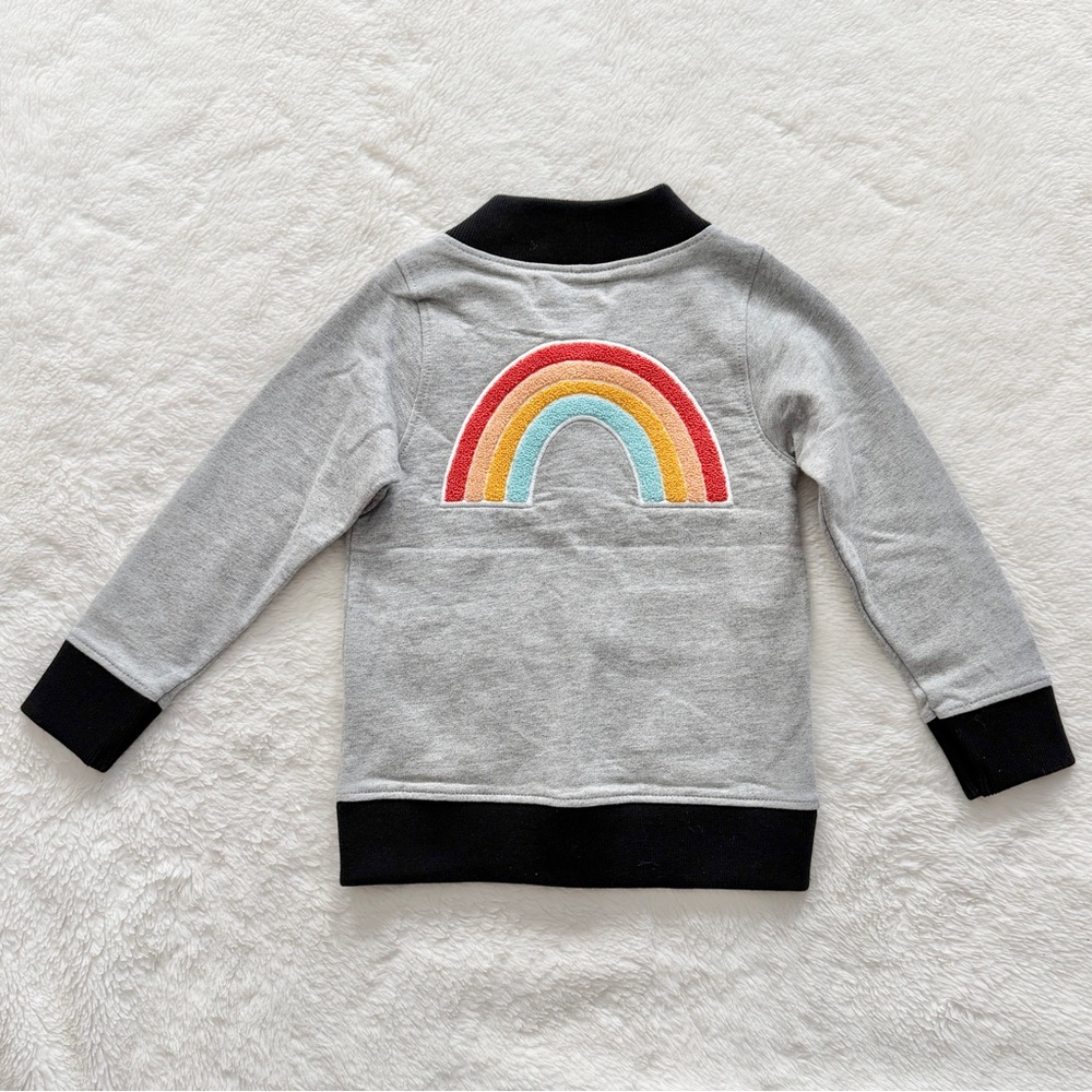 Monica + Andy Embroidered Rainbow Patch Cardigan Gray Black Size 3T